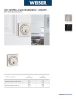 Thumbnail for Literature PDF Weiser Spec Sheet KEY CONTROL SQT DEADBOLT GCD9571